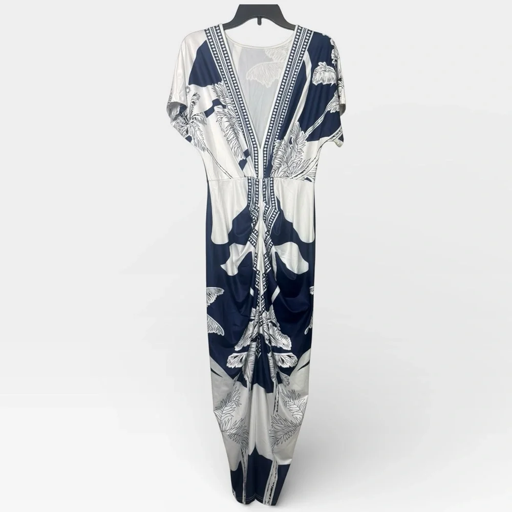 Commense Printed Deep V-Neck Midi Dress - Picture 4 of 8